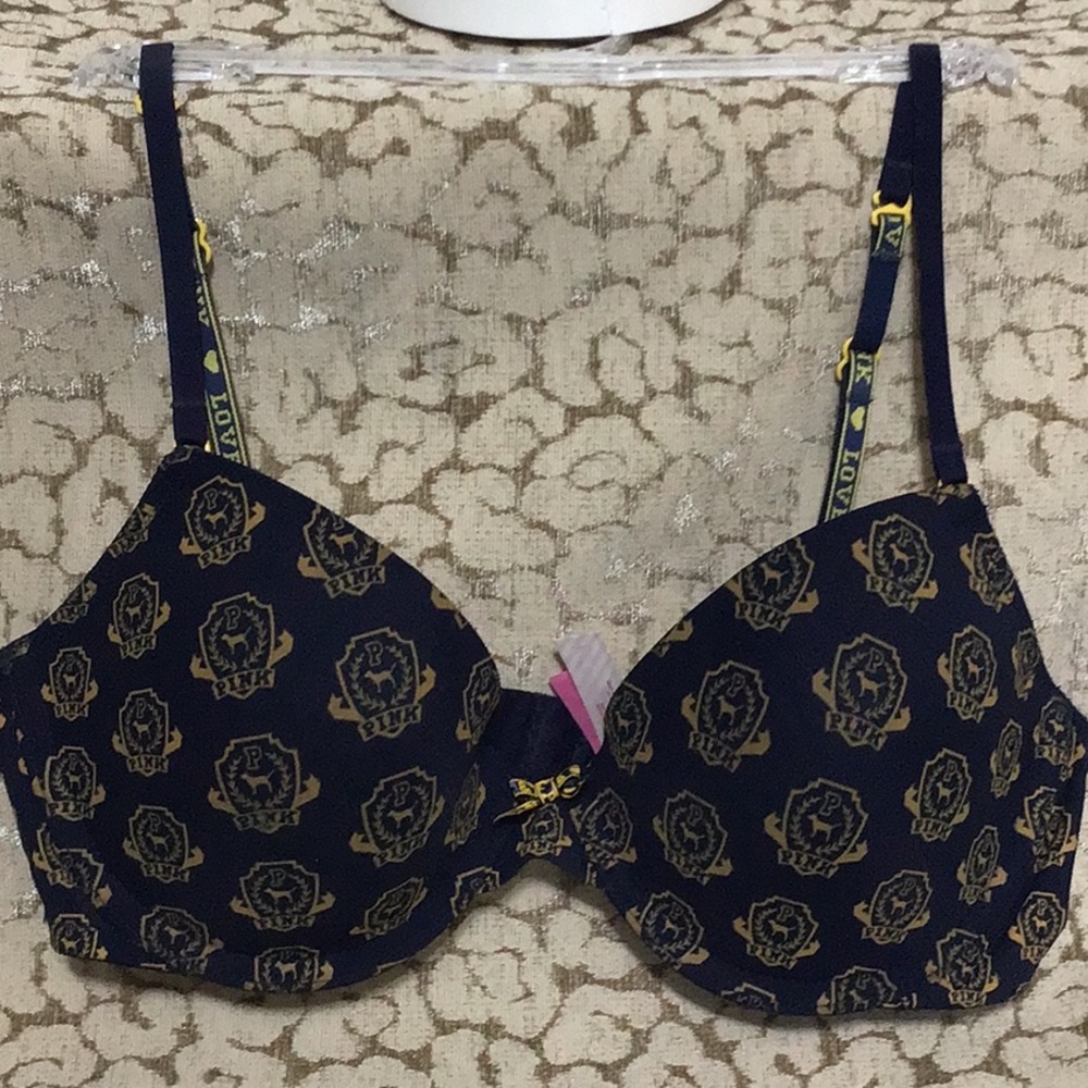 Victoria Secret PINK Sz 34C Navy Padded Bra Mint